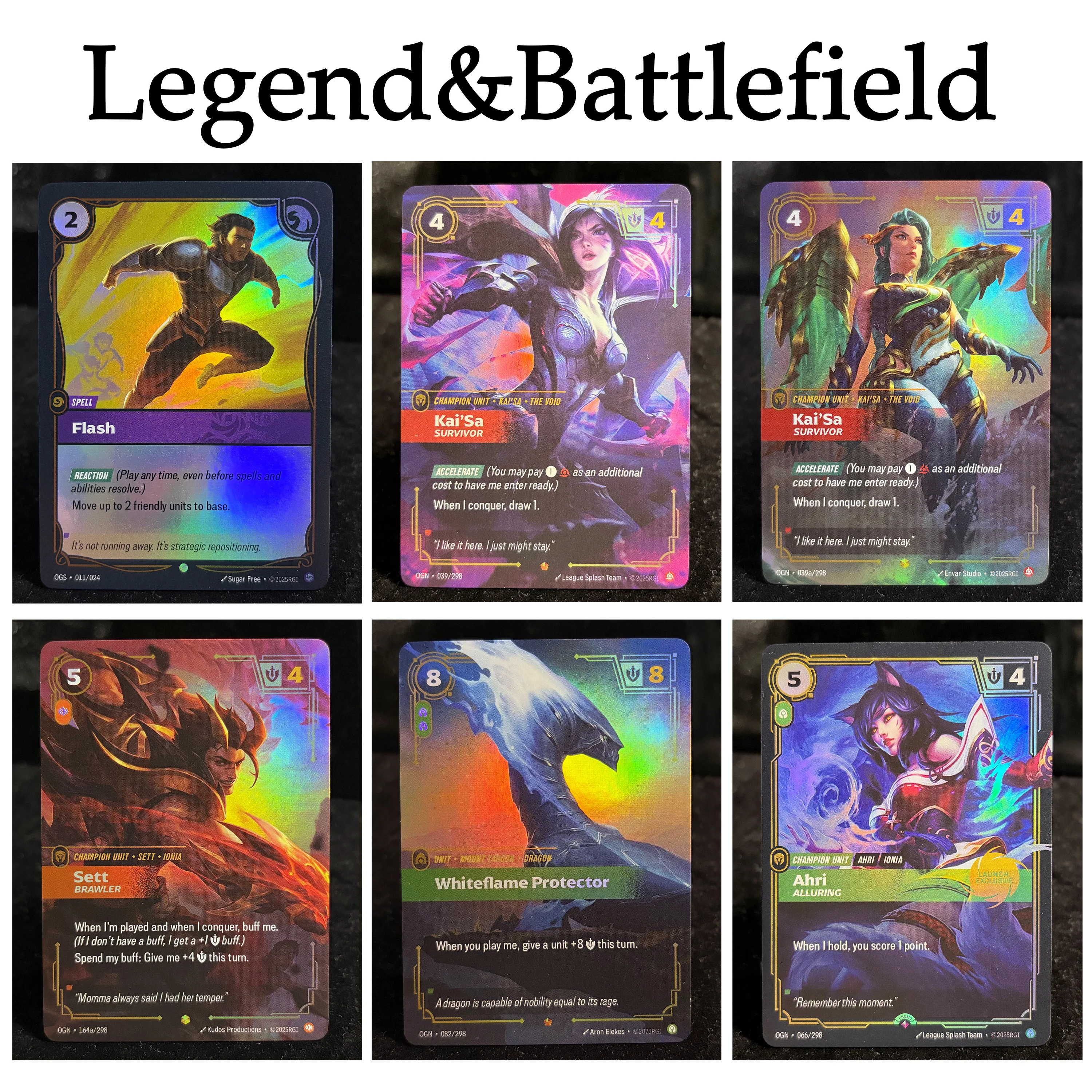 Riftbound TCG Legend & Battlefield Complete Set Holo Foil Flash Seal of Rage Time Warp Showstopper Gear Sett Proxy Cards