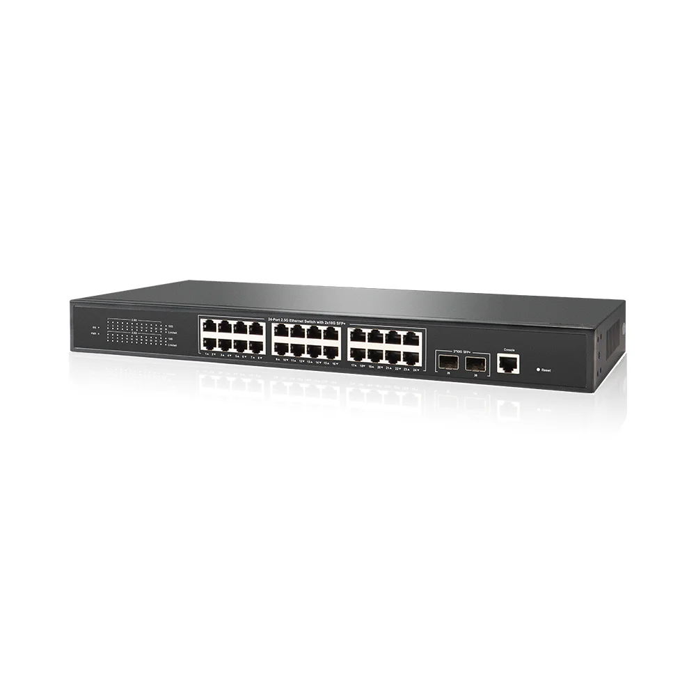Bullscom 26-Port L3 Managed Switch | 24×2.5GbE + 2×10Gb SFP+ | Rack-Mounted | Multi-Gig | VLAN | QoS | High-Speed Network Switch