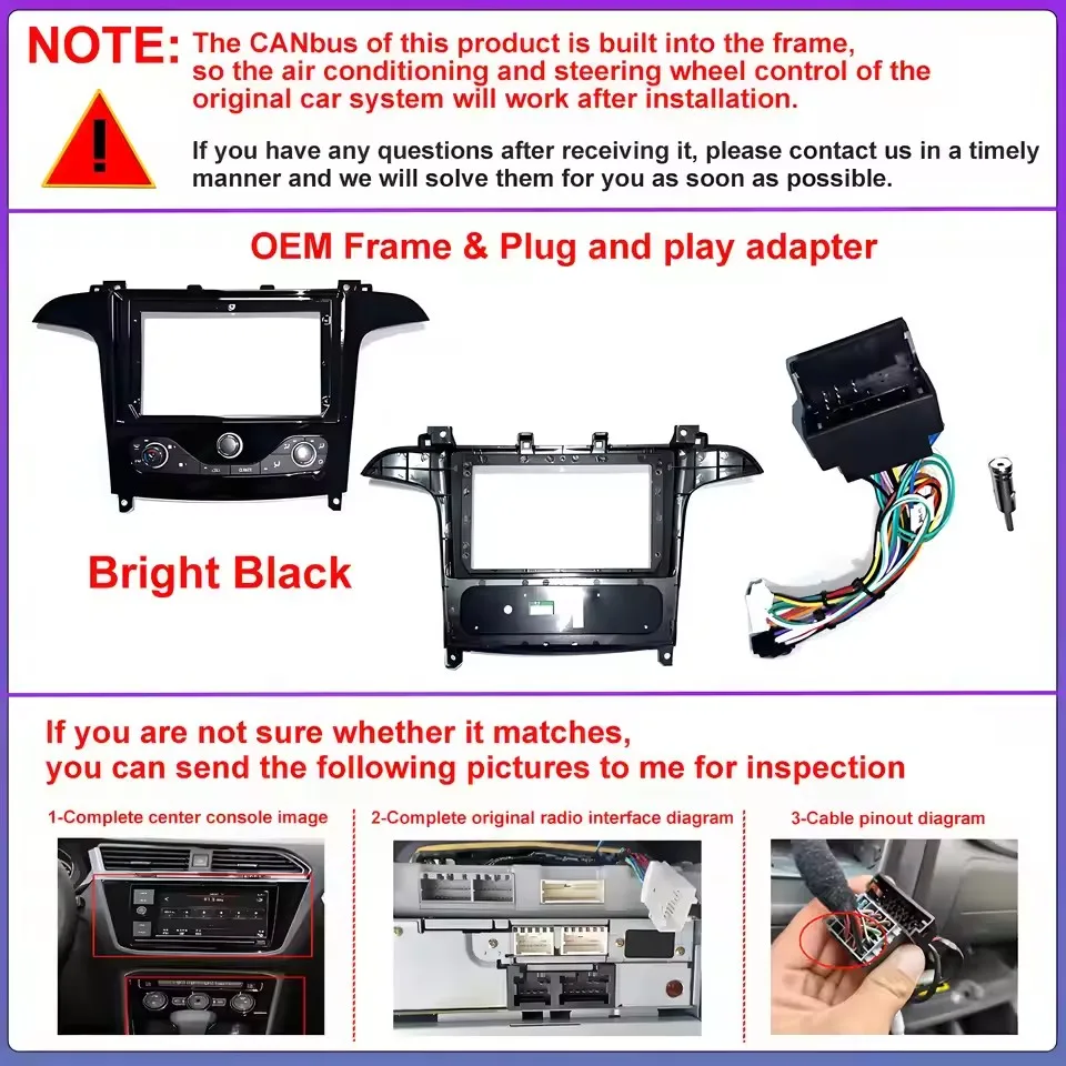Car Radio Carplay Android 16 For Ford S Max S-MAX 2006-2015 For Ford Galaxy 2014 Bright Black Auto Stereo Multimedia Player DPS