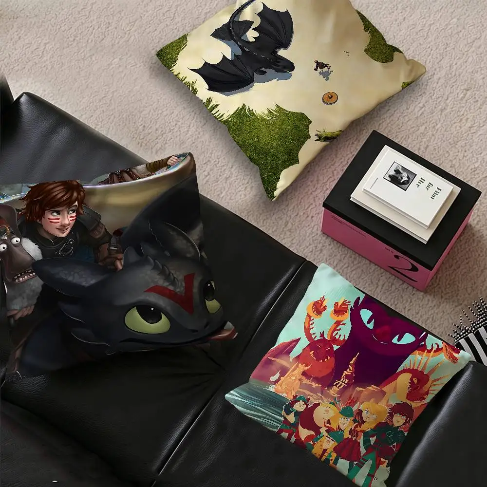 Adventure Film How To T-Trains Your D-Dragon Cushion Cover Car Throw Pillow Case For Sofa Car Christmas Gift 40x40cm 45x45cm