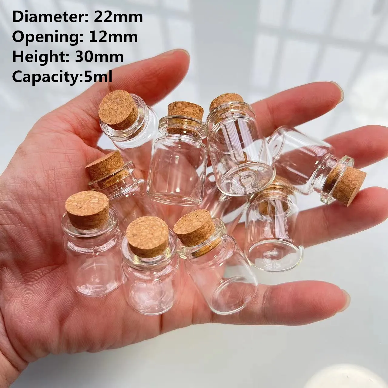 

54 Pcs/lot 12*22*30mm 5ml Small Glass Bottle Crafts Mini DECORATIVE SMALL JARS Glass Bottles Gift Wedding Glass Test Tube