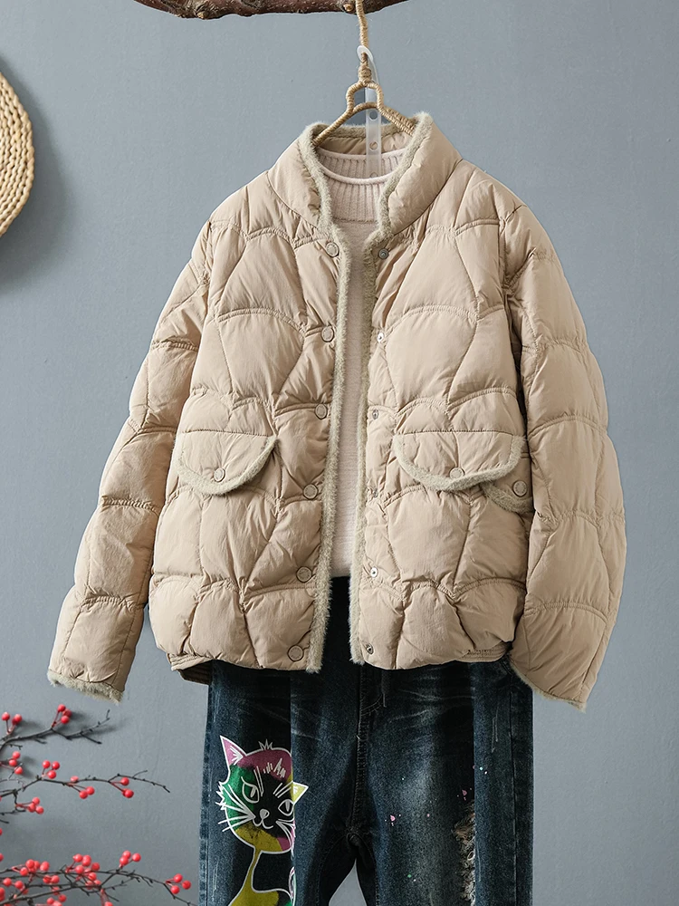 Manteau en Duvet de Canard Blanc pour Femme, Veste Ultra Légère, Courte et Fine, Décontractée, Slim, Bouffante, Parka d'Extérieur, Collection Automne Hiver