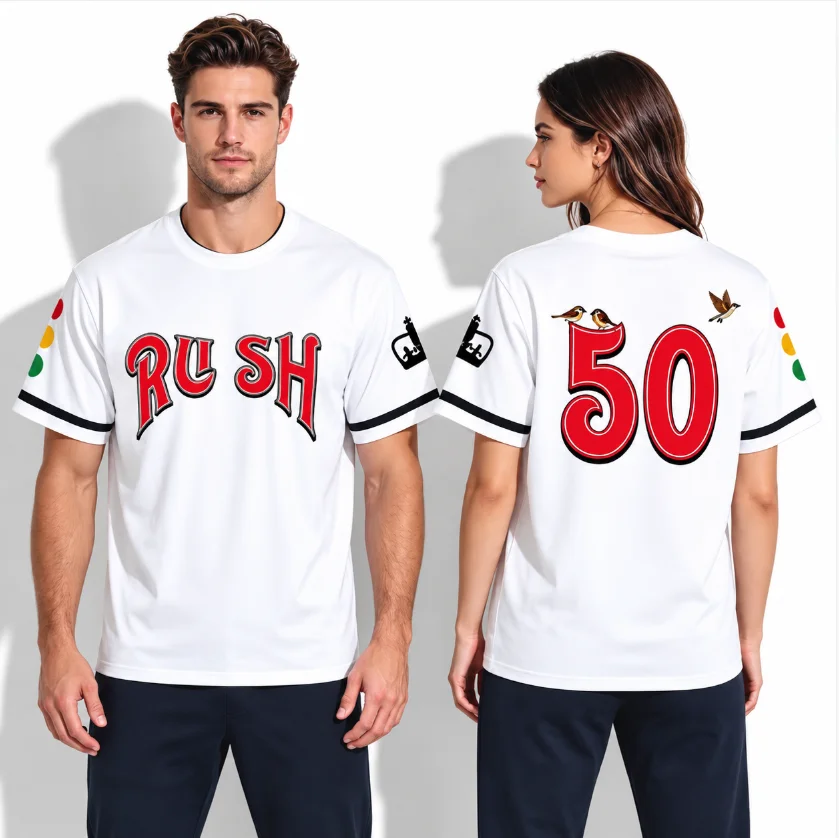 Unisex Rush Band Graphic T-Shirt, No.50 Bird Print Rock Music Short Sleeve,Retro Band Fan Casual Tee Graphic T Shirts Streetwear