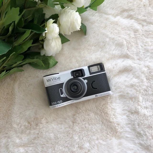 Nueva cámara de película VIBE Retro, 36 hojas, cámara desechable, lente de 32MM con Flash, cámara fotográfica, (negro clásico/rojo retro)