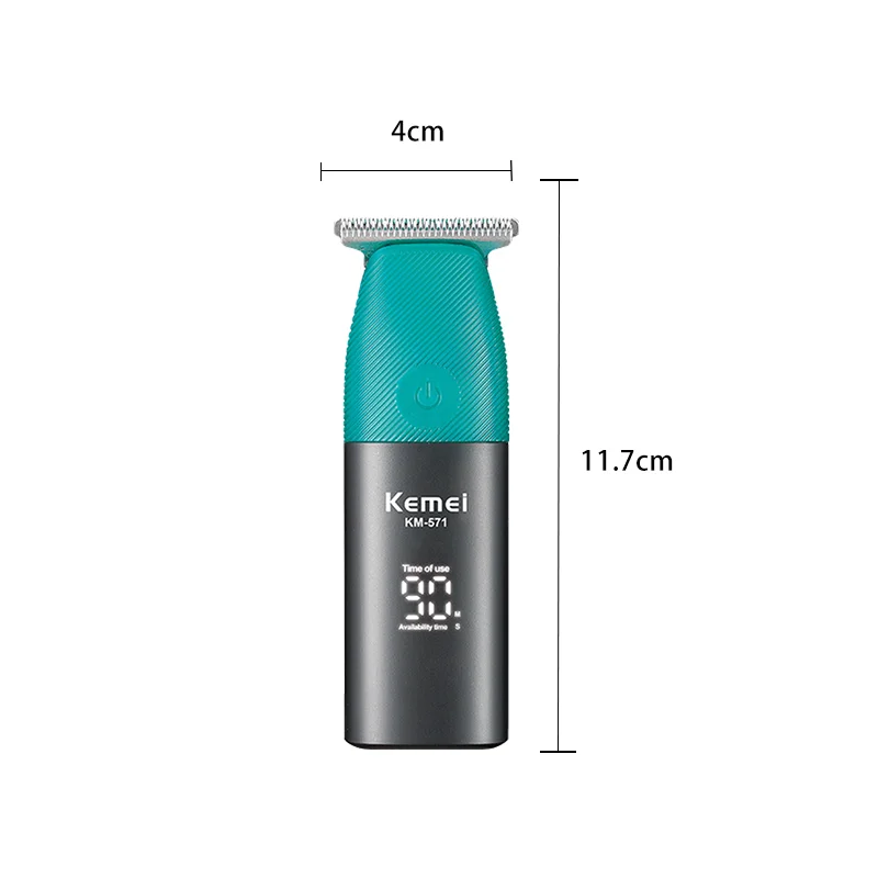 Kemei KM-571 Mini Portable Hair Clipper for Salon, Pomade Hair Detail Trimmer, LED High-Definition Digital Display Hair Trimmer