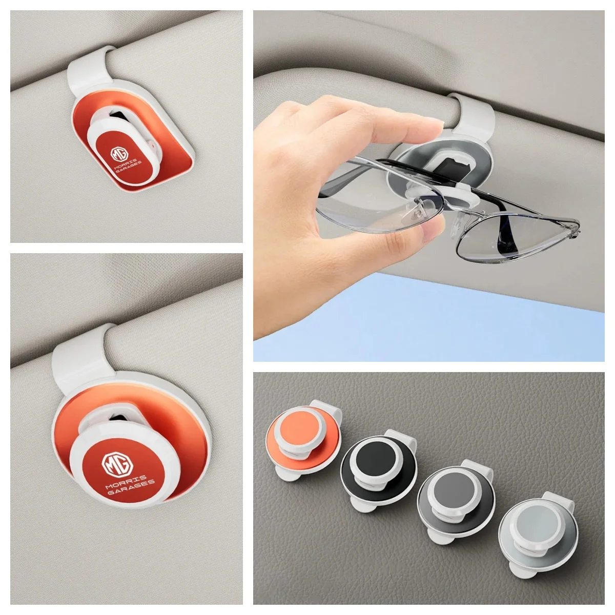 MG Logo Car Sun Visor Eyeglasses Sunglasses Clip Card Holder Fit MG ZS EV HS EHS PHEV MG3 MG4 MG5 MG6 MG7 GT ZR RX5 RX8 ONE Cybe