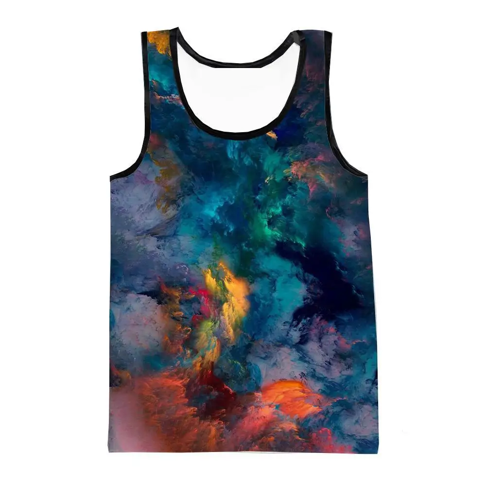 Hot Sale Rainbow Paint Splash 3d Printing Adult Mens Kids Summer Casual Sleeveless Tank Top Hip Hop Streetwear Cool T-shirt