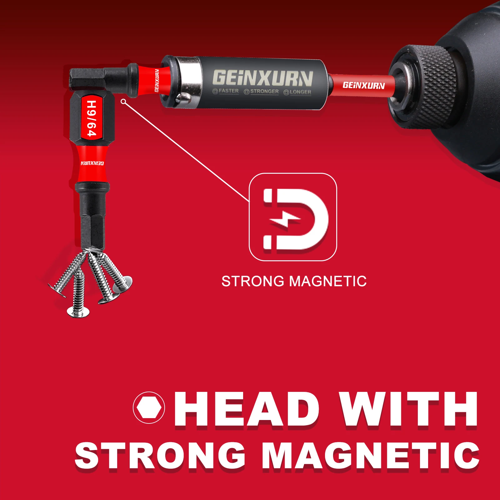 GEINXURN Multi Hex Head SAE Power Impact Tough Magnetic Allen Wrench Drill Bits Set, with Extension Bit Holder