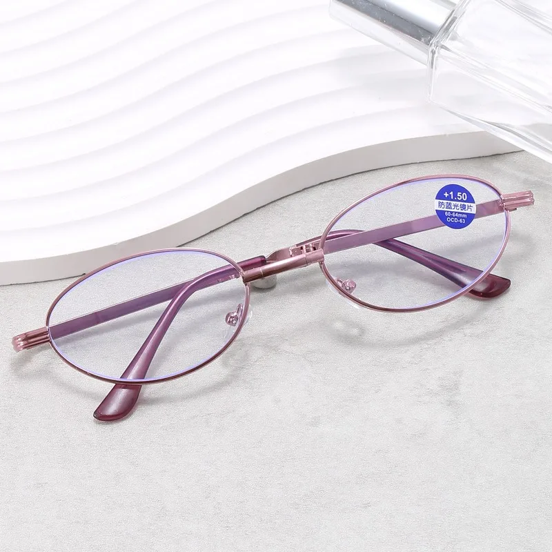 Purple Small Prescription Glasses Astigmatism Women Custom Different Eyes Progressive Reading Glasses Foldable Myopia Glasses