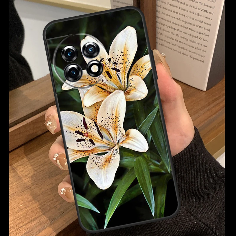 حافظة زهور الزنبق لهاتف OnePlus 13R 13T 12R 13 12 11 10 Pro 10T 8T Nord CE 2 3 4 Lite N20 N30 Nord 5