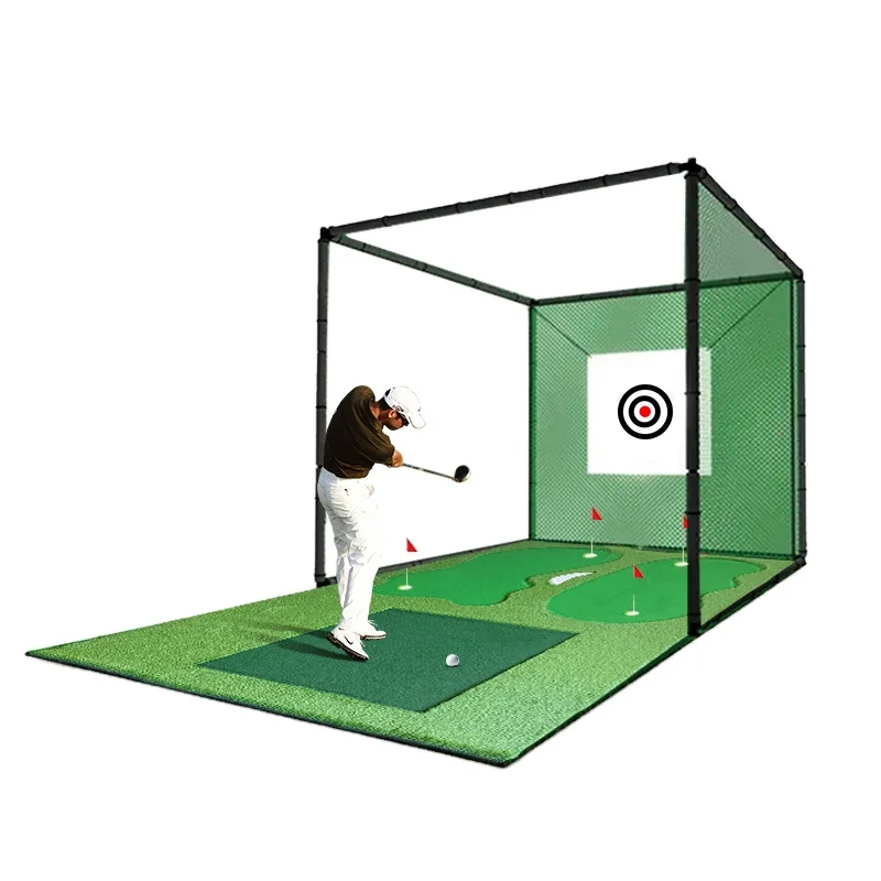 

Portable 3x3m Golf Hitting Net Durable Indoor/Outdoor Driving Practice Cage Portable Golf Training Aid