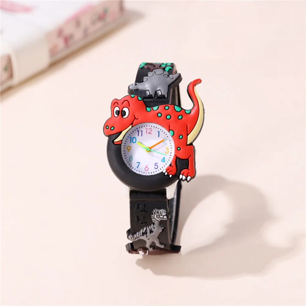 4 Colors 3D Dinosaur Dial Children Watch Cartoon Animals Kid Quartz Wristwatch GIFTS