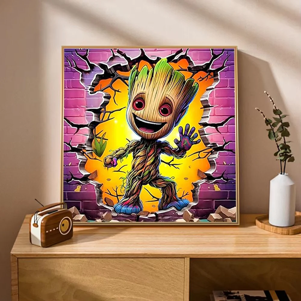 Groot Diamond Mosaic Disney Superman Gem Cross Stitch Cartoon Picture DIY Full Round/Square Rhinestone Wall Decoration Gift