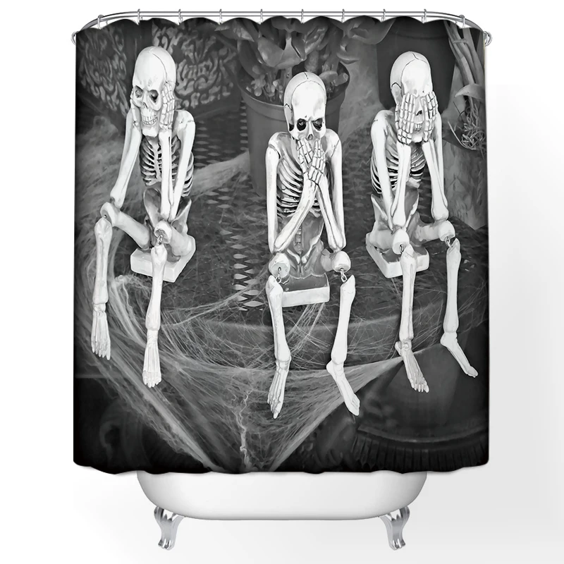 Skeleton Bohemian Magic Style Waterproof and Mildew Proof Shower Curtain Printing Bathroom Curtain Shower Curtain 180x180cm Home