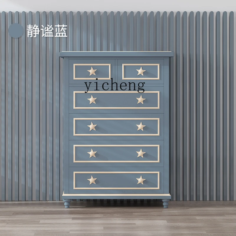 TQH American Solid Wood Drawer Storage Cabinet Children's Wardrobe Boys' Cabinet Locker Organizing Box