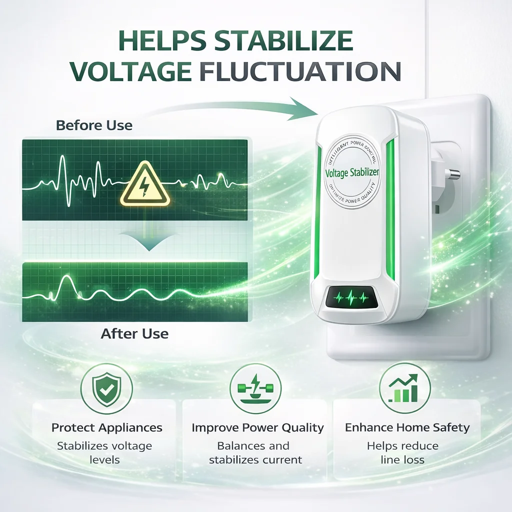 Voltage Stabilizer Plug For Home Power Optimization Device  90-250V Household Electrical Voltage Regulator EU/US/UK