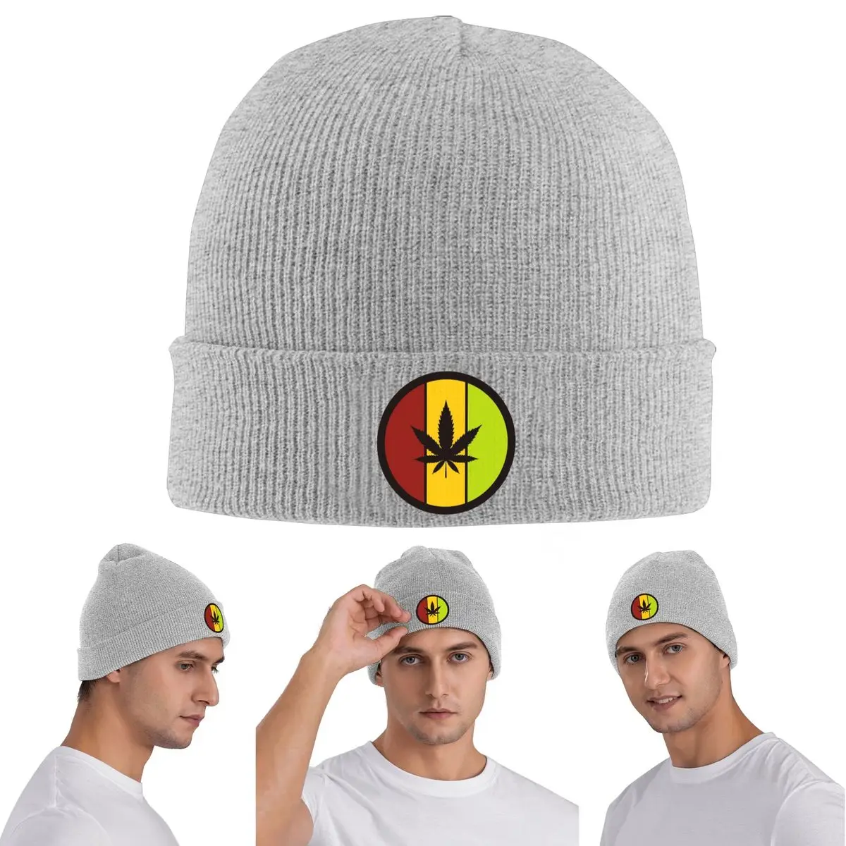 

Теплая вязаная шапка с листьями конопли и флагом Ямайки, зимняя вязаная шапка с капюшоном, шапочки Skullies, шапки в стиле хип-хоп для унисекс