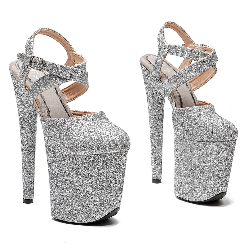 Leecabe 8Inch/20Cm Glitter Upper Modetrends Gesloten Teen Platform Party Hoge Hakken Paal Danssandalen Schoenen