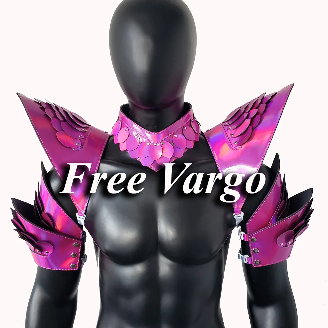 Burning Man Holographic Rave Laser Rosered Dragon Scale Armor, Rave EDM Feastival Outfits Costume Wear