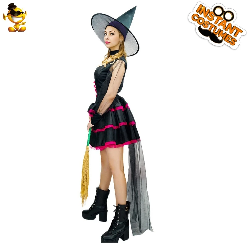 Disfraces de bruja sexys para mujer, disfraz de Halloween, Purim, ropa de mujer adulta, Vestido corto de lujo para fiesta, ropa de juego de rol