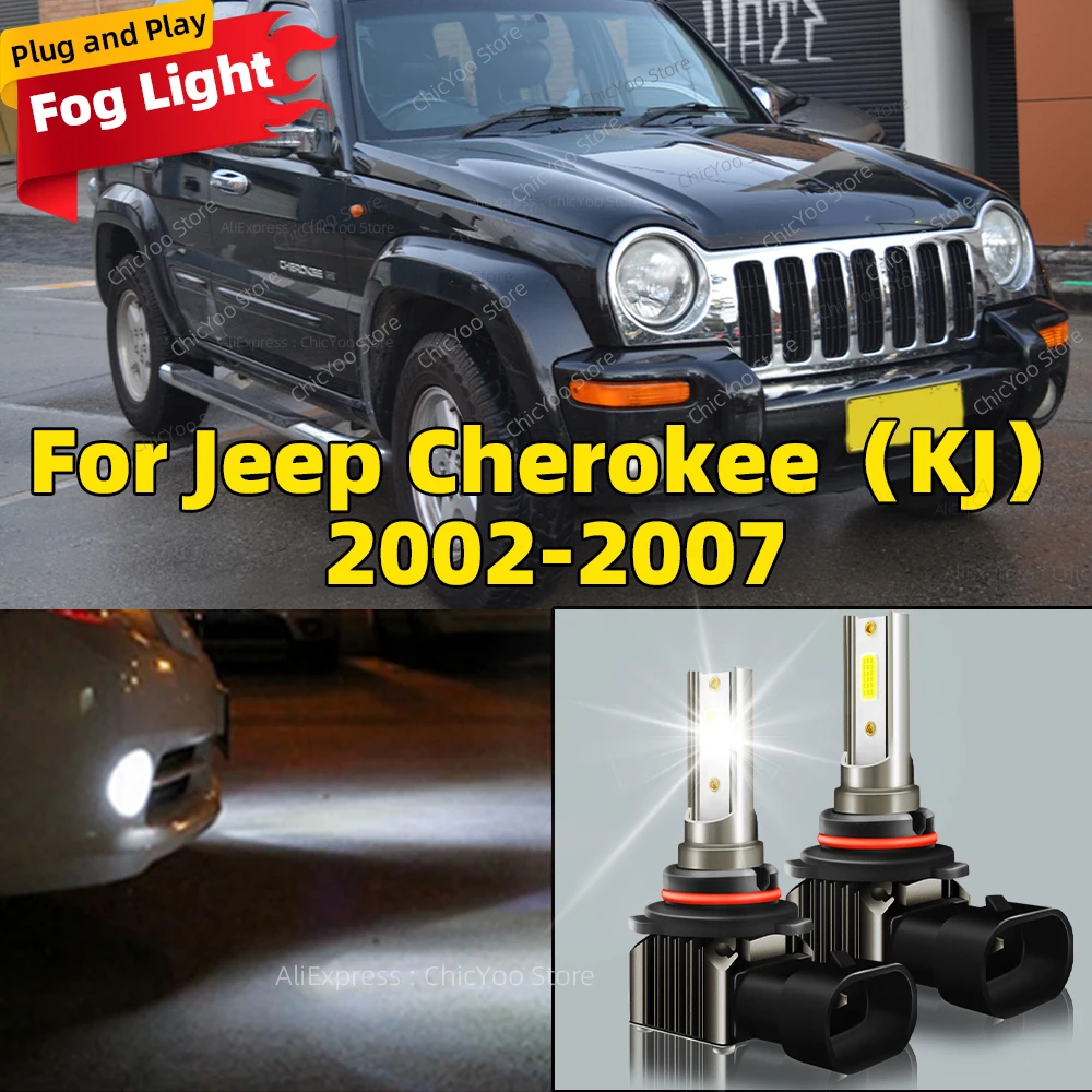 2X Plug and Play LED Car Light Front Fog Lamp 15000LM Auto Bulb For Jeep Cherokee KJ 2002 2003 2004 2005 2006 2007