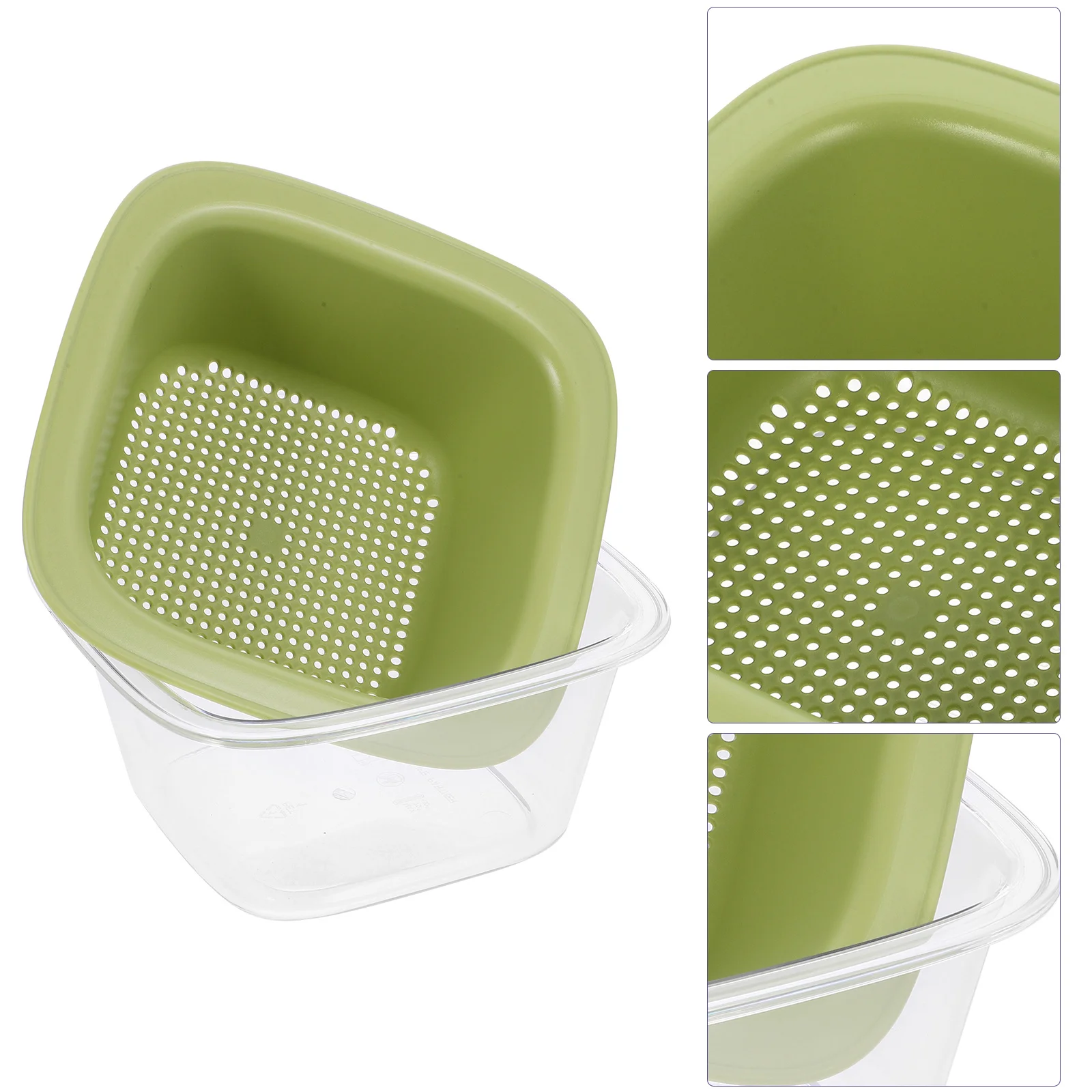 

1 Set Double Layer Fruit Vegetable Washing Basket Kitchen Drainer Lightweight Drain Container For Home Camping Reusable Filter