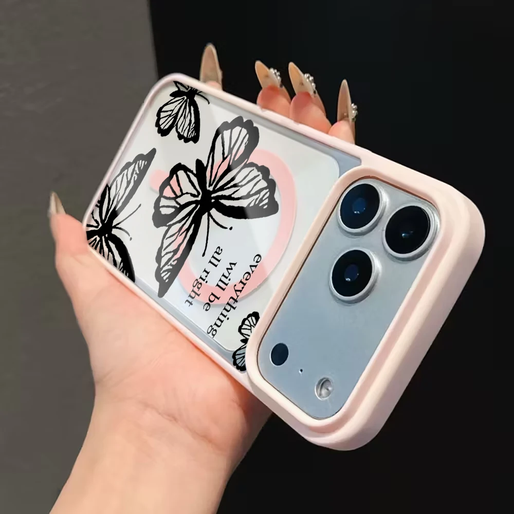 Retro INK Butterfly Klarsicht-Hülle für iPhone 17 15 11 13 16 14 Pro Max 13 12 15 Plus Hüllen für Magsafe Wireless Charging Drop Cover – Detail 17