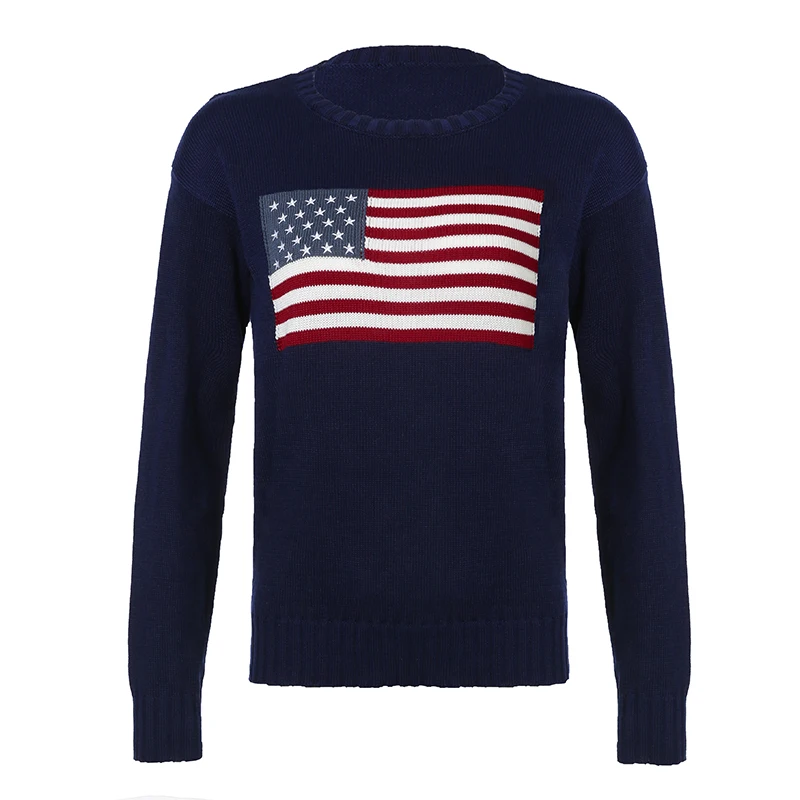 BIIKPIIK Flag maglione Casual Streetwear o-collo Pullover a maniche lunghe autunno inverno maglione donna tutto-fiammifero semplice Pullover di base