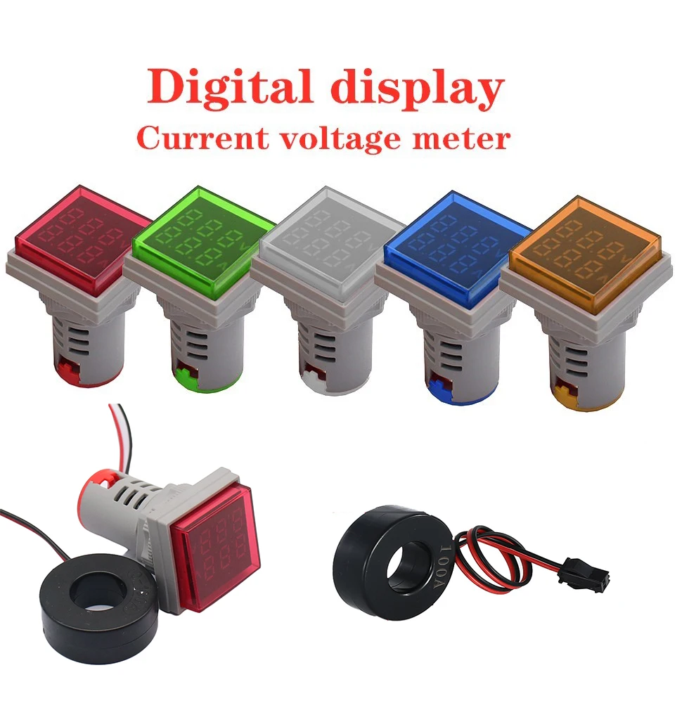 AC 50-500V 0-100A Persegi LED Digital Voltmeter Ammeter 110V 220V Tegangan Saat Ini Meter Voltammeter Mobil Volt Amp Tester Detektor