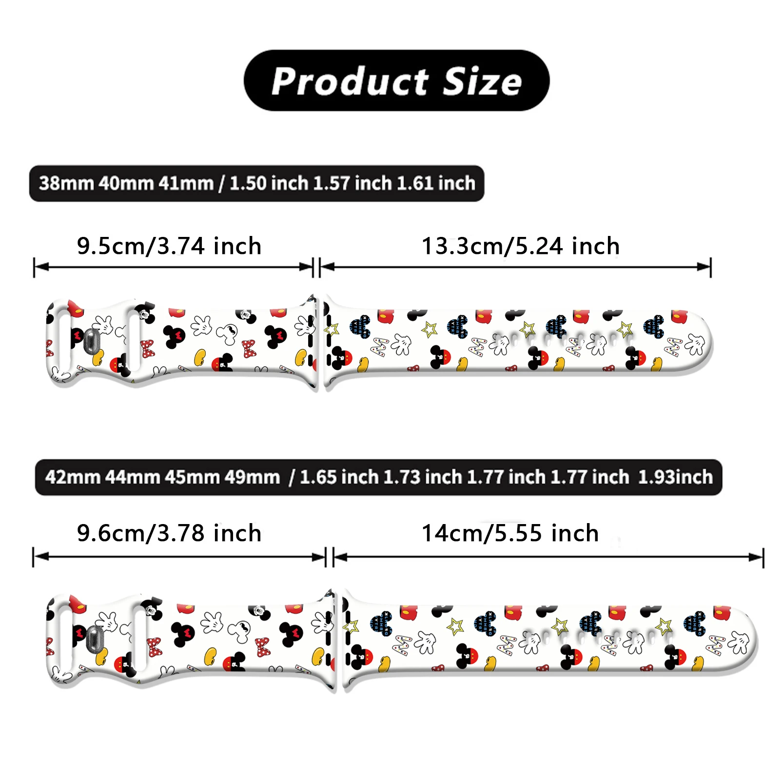 Disney Mich Printed Strap for Apple Watch 9 8 7 SE 6 Silicone Band Replaceable Bracelet for iWatch 45mm 44mm 42mm 41mm Watchband