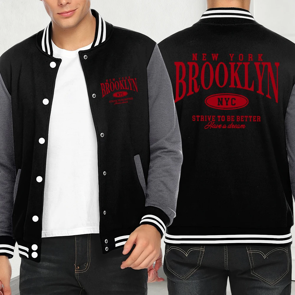 

Brooklun New York Letter Print Men Y2K Coat Autumn Fashion Fleece Streetwear Casual Hip Hop Jacket Personality Baseball Jersey