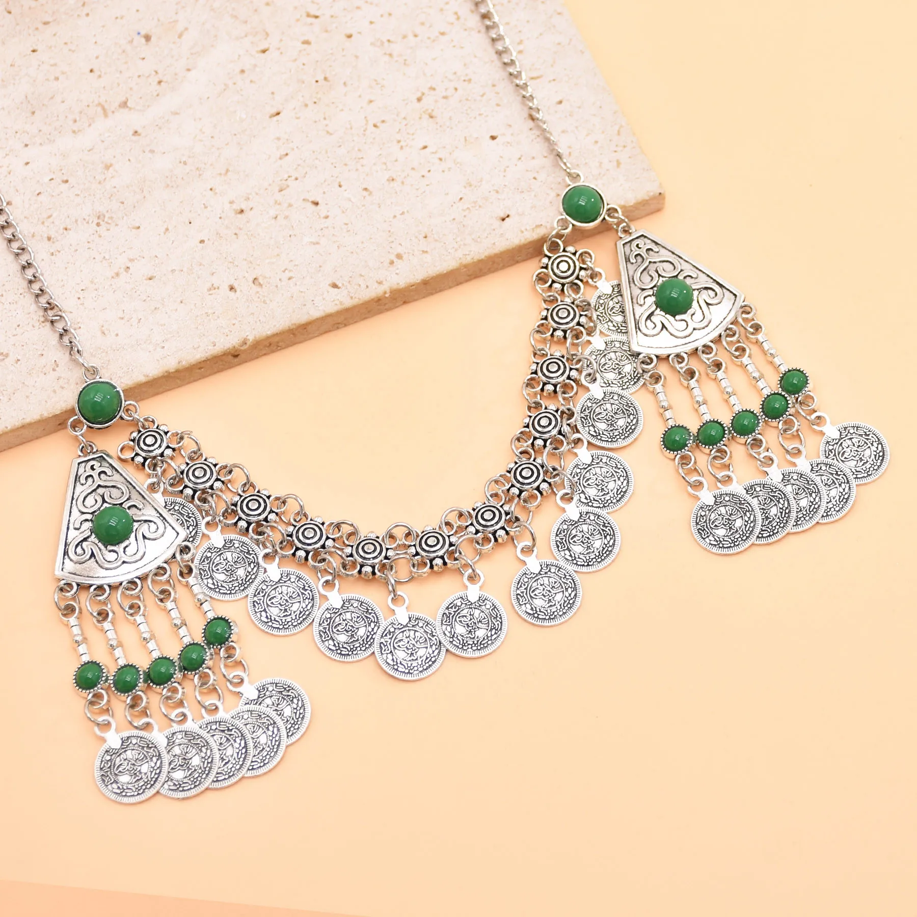 East Asian Vintage Women Hair Jewelry Ethnic Long Coin Tassel Chains Headband Feminina