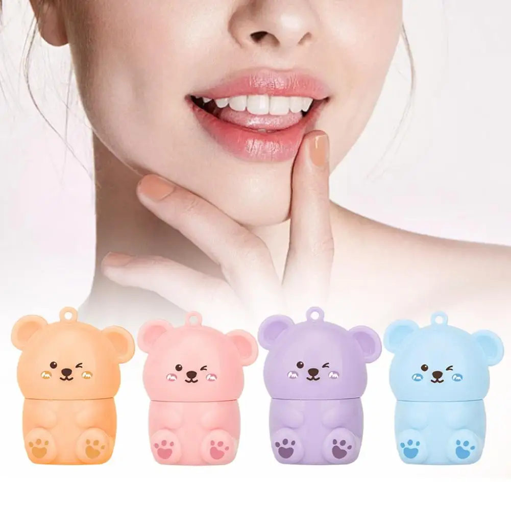 Bálsamo labial de fruta de oso bonito, hidratante, antigrietas, antipeeling, bálsamo labial para bebé, cuidado de la piel de labios suave y no irritante
