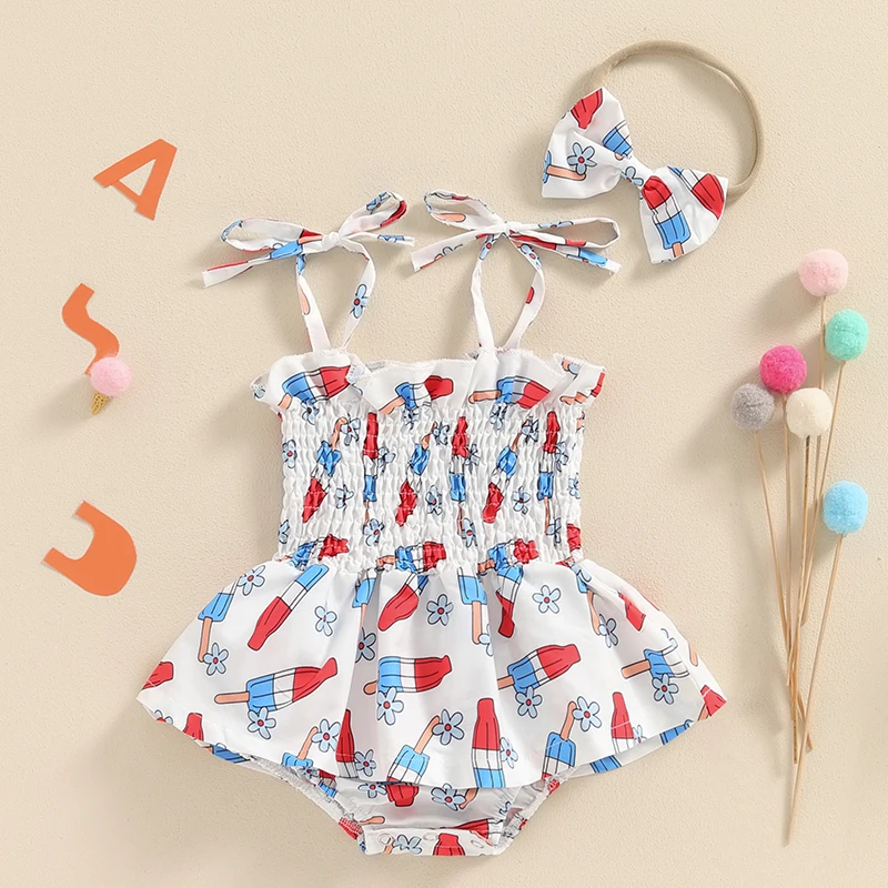 

Baby Girl 4th of July Outfit My 1st 4th of July Romper Suspender Dress Sleeveless Infant Summer Clothes