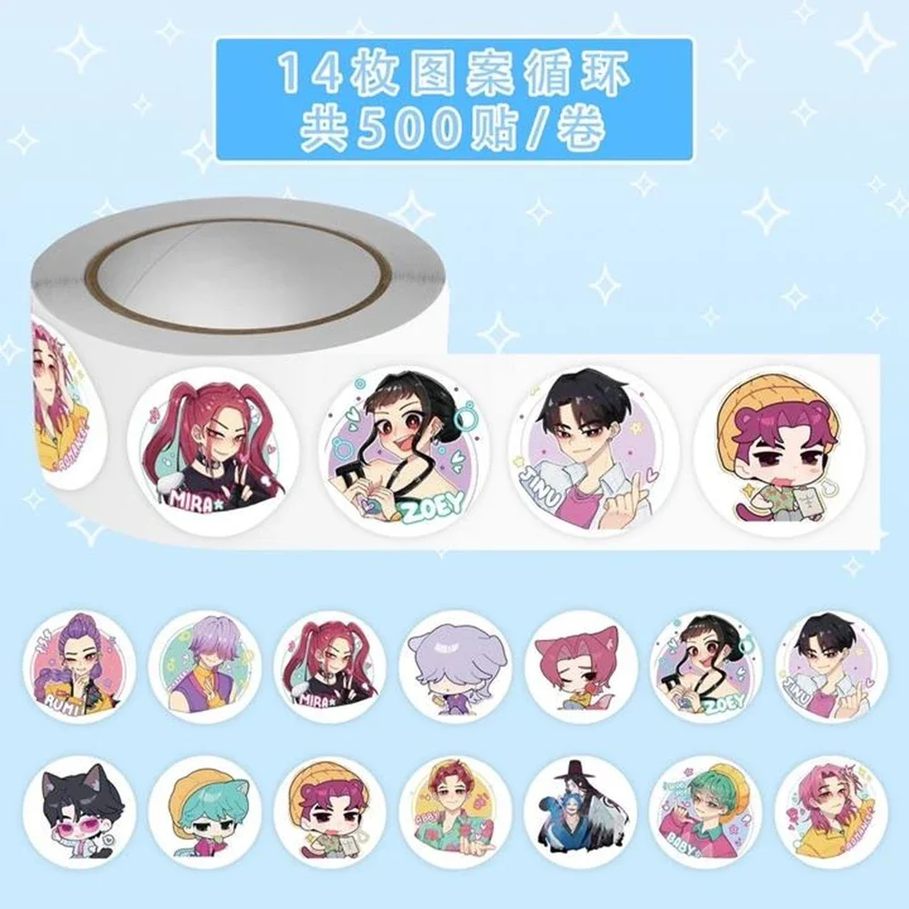 500 قطعة/لفة جديد لطيف Kpop شيطان الصيادين الكرتون ختم ملصقات Diy بها بنفسك بولي كلوريد الفينيل محمول الشارات الديكور مكافأة هدية لعبة