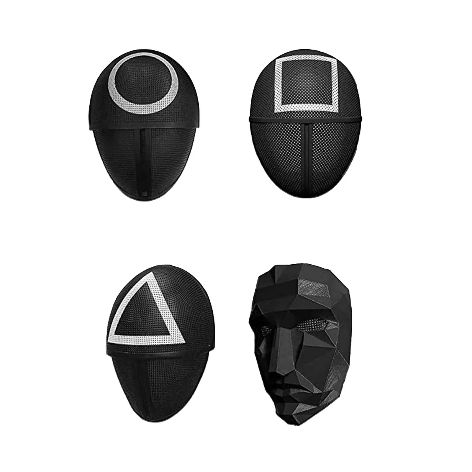 4/1PCS Game Cosplay Mask Props Square Circle Triangle Pattern Full Face Party Masks Role Play Classic Costume From Korean TV