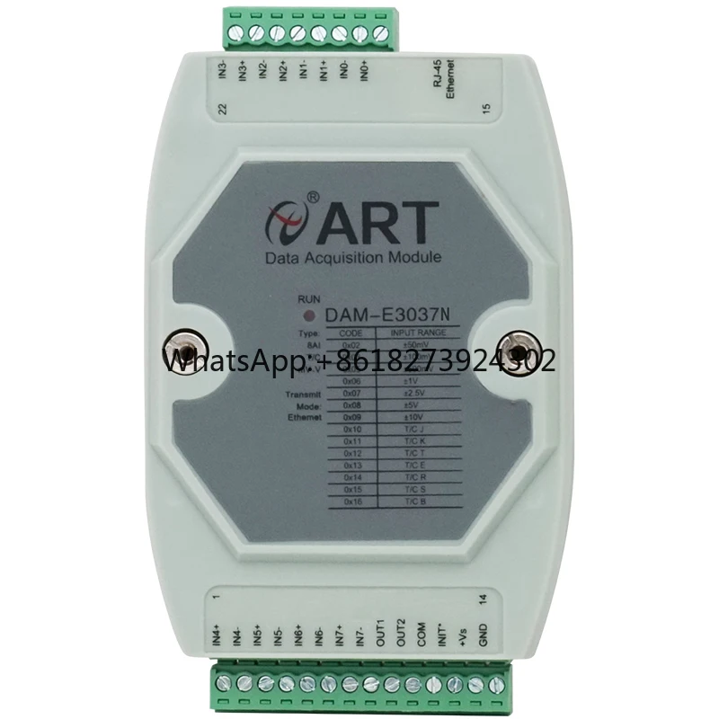 Módulo de aislamiento de entrada de termopar Ethernet de 8 canales, con 2 DO, 16 bits, 10 Hz, Modbut TCP, adquisición remota de datos, carril Din Adam