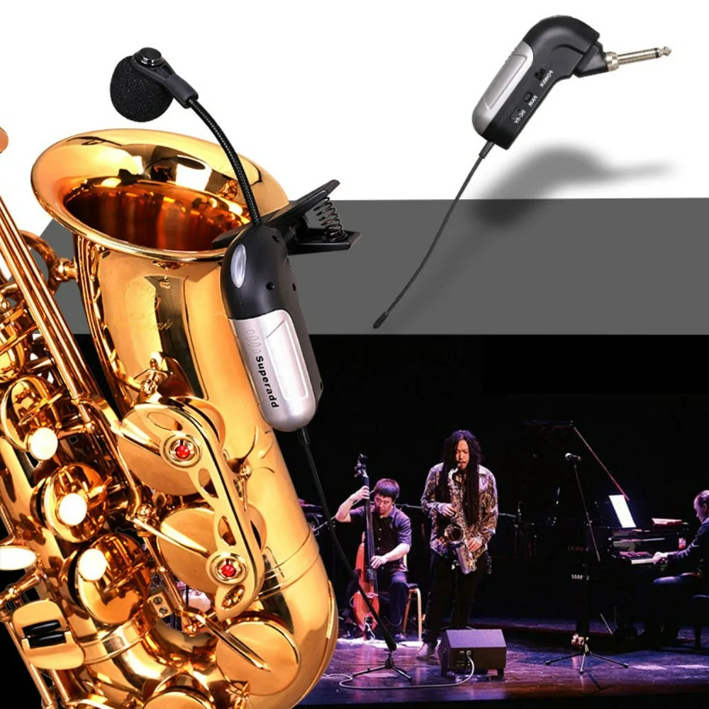 Wireless Saxophone Microphone System Wireless Receiver Transmitter Transmission Performance Musical Instrument for Sax Trumpet