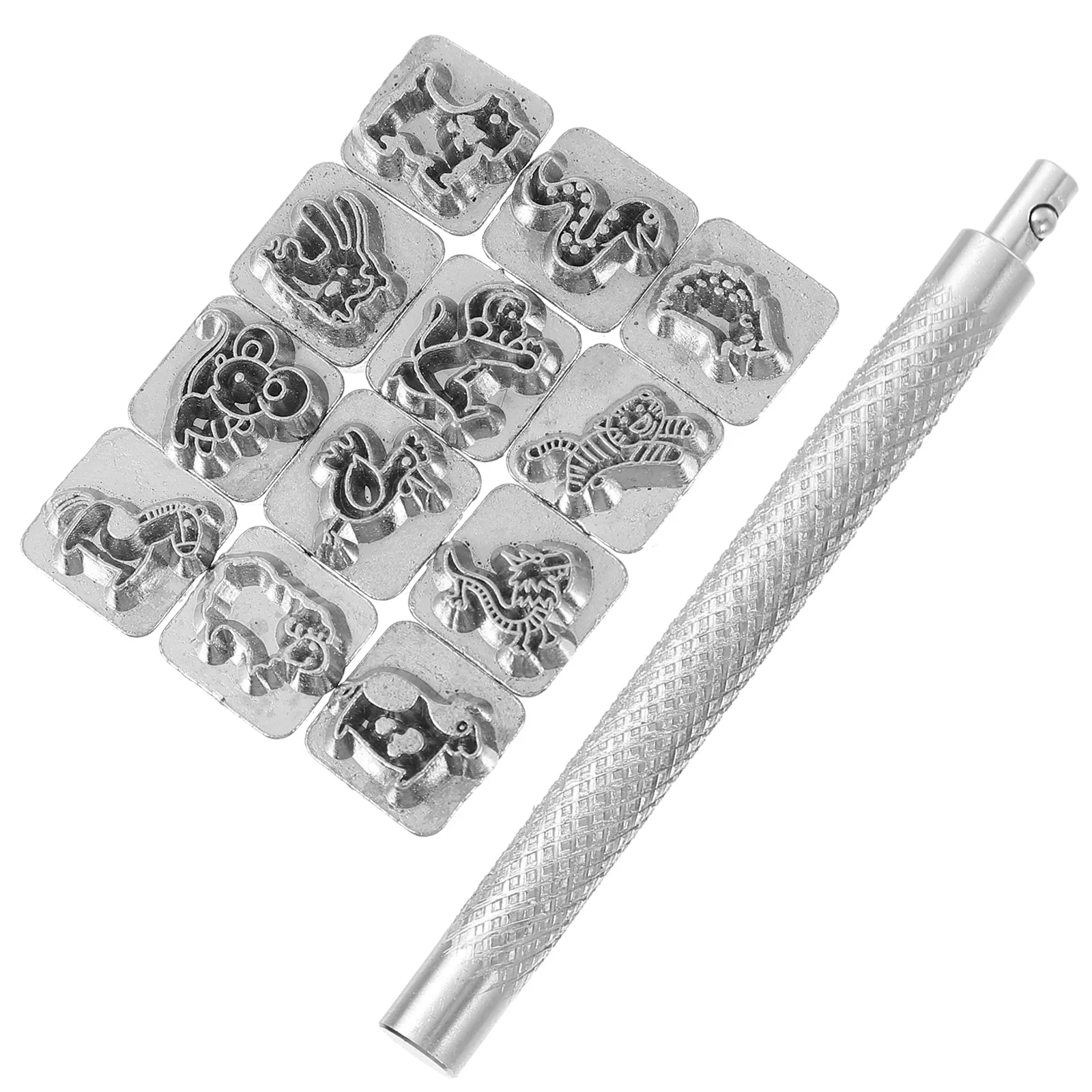 

1 set Zodiac Stamping Tool Set Craft Zinc Alloy Chinese Pattern Punch Long Life Durable Easy Use Store