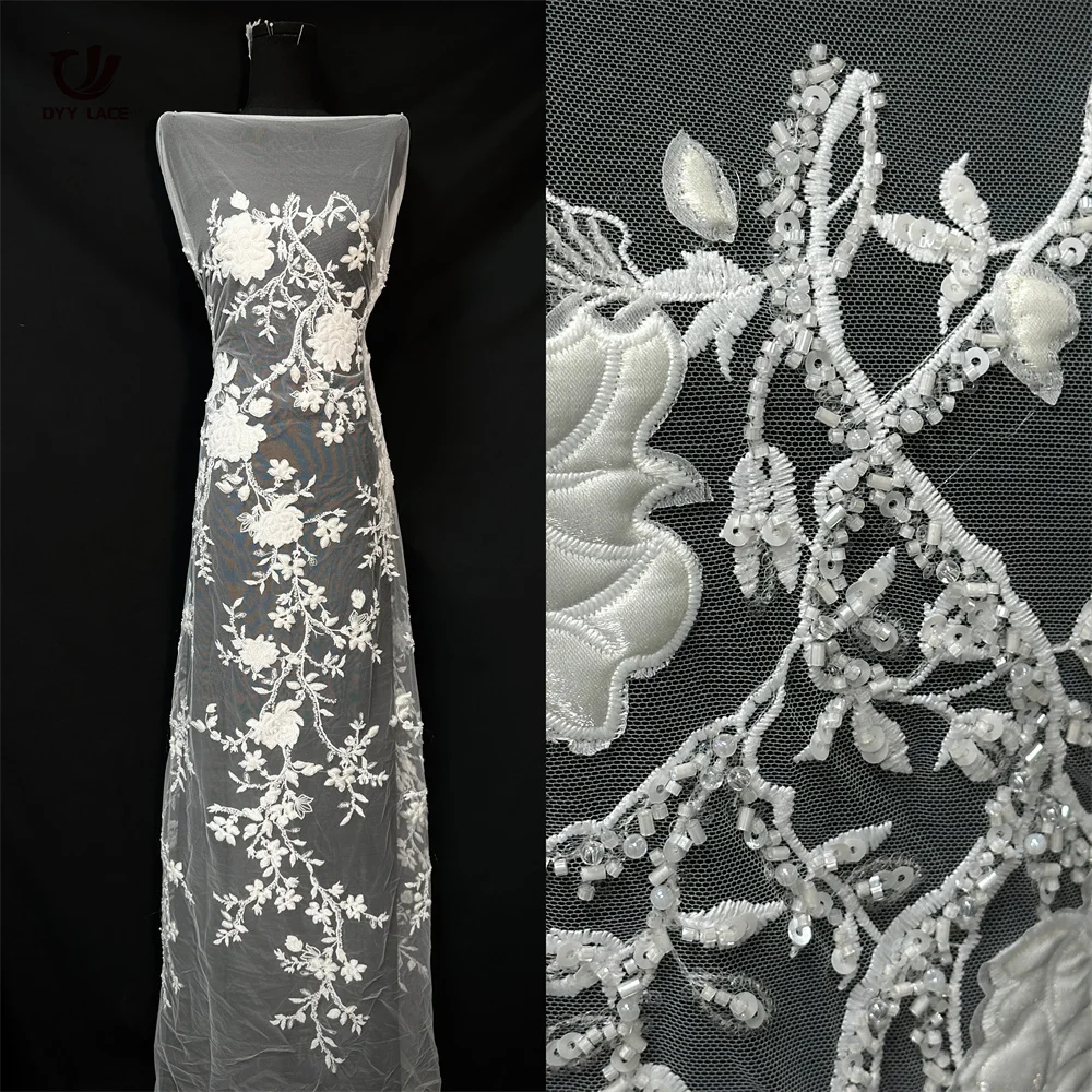 

Luxury African Groom Tulle Lace Fabric 2025 High Quality Sequins Embroidery Decoration Nigeria French Wedding Party Dresses