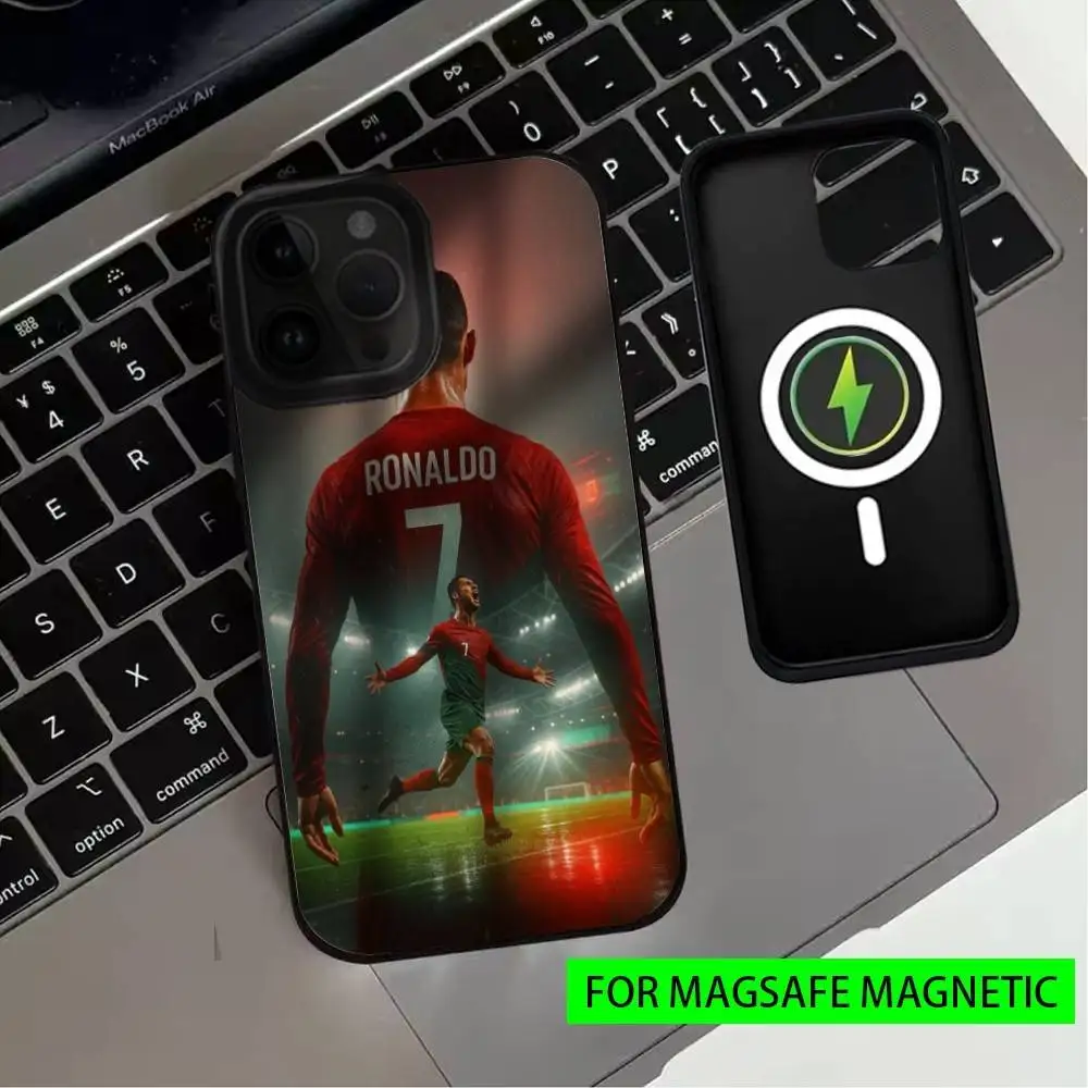 حافظة هاتف Footballstar R-Ronaldo Cool CR7 لهاتف iPhone17,16,15,14,13,12,11 Plus، Pro Max Magnetic للشحن اللاسلكي Magsafe