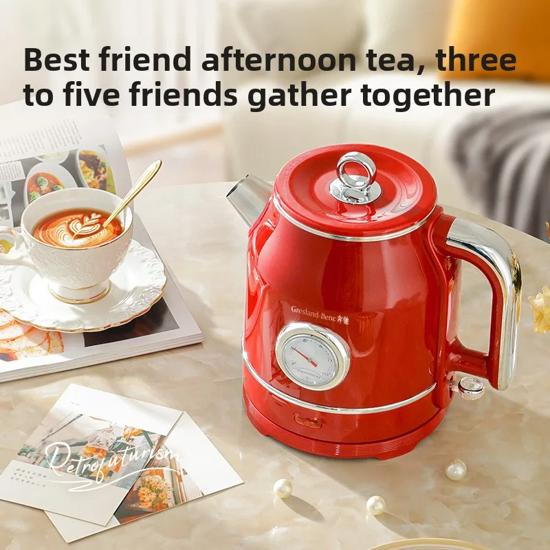 

Электрический чайник в стиле ретро, чайник в европейском стиле, автоматический сбой питания, большой емкости, бытовой чайник из нержавеющей стали