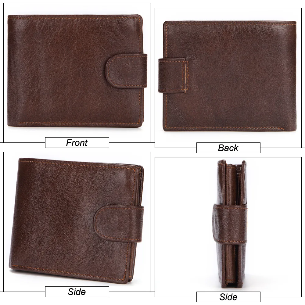 Genuine Leather Cowhide Short Wallets Men\'s Money Bag Vintage Business Male Purse Coin Cash Pocket Photo Window ID Card Holder