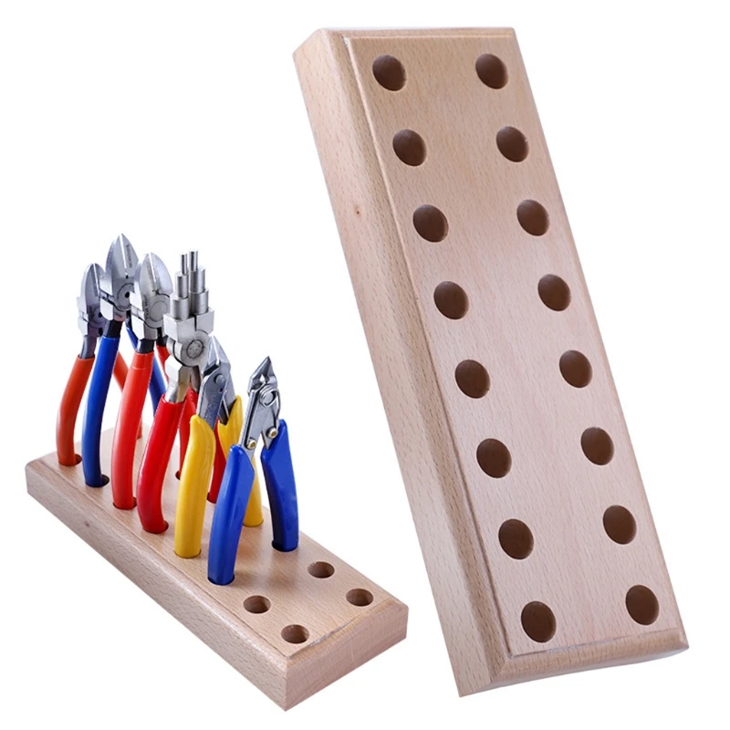 Houten Base Tool Desktop Display Stand Tang Grenen Basis Met Acht Rijen Gaten Klok Reparatie Tools Voor Houden Van Gereedschap