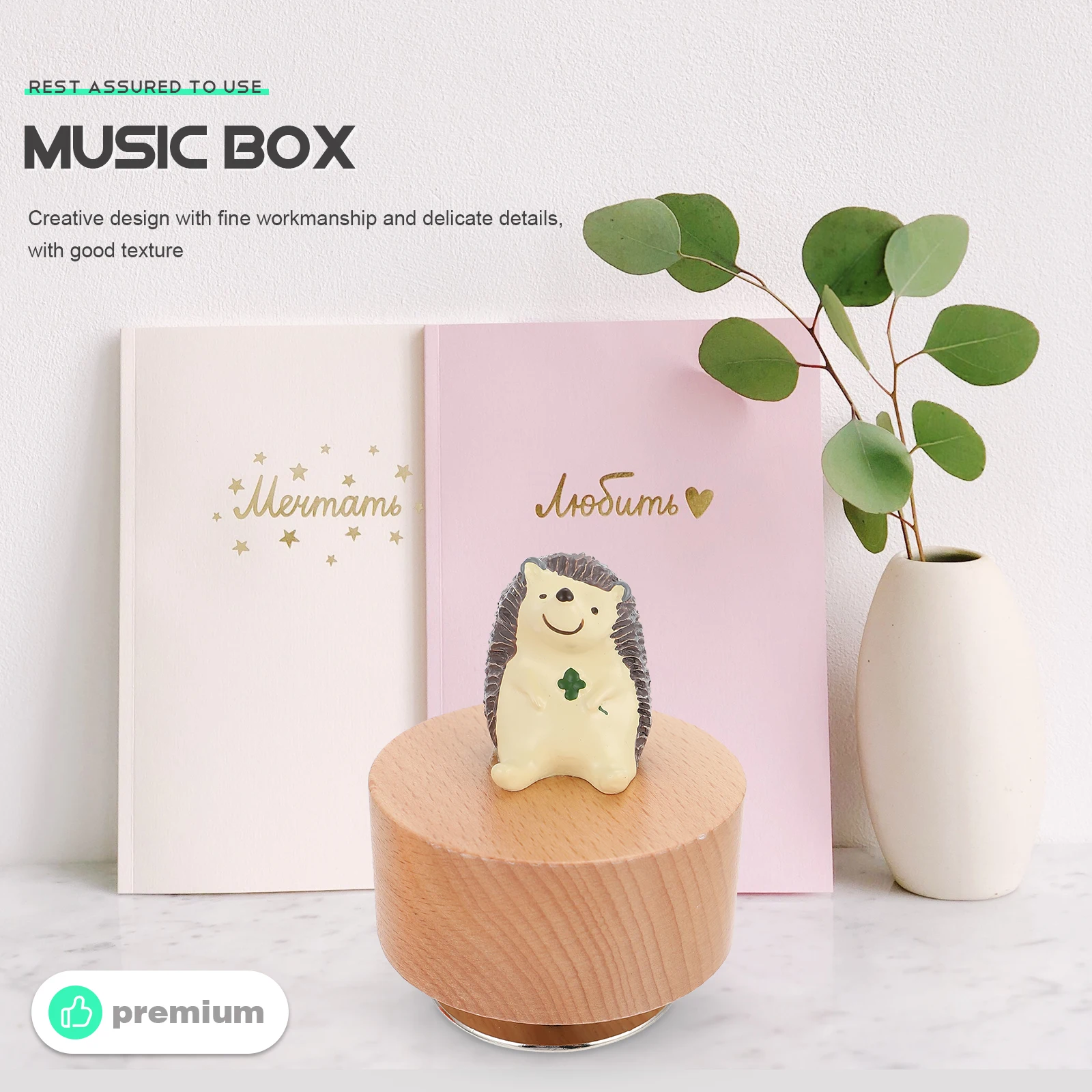 

Music Box Wooden Iron Craft Round Musical Boxes for Women Bedroom Decor Gifts Valentine Day Present Kids Toy