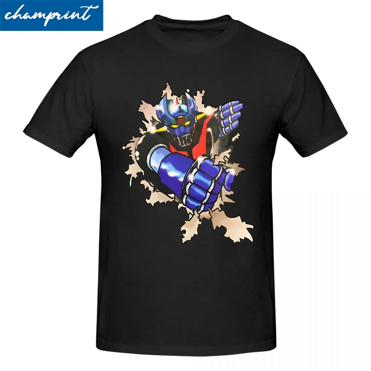 Print Mazinger-Z Out Of Paper T-Shirt Unisex Round Neck Short Sleeve Tops Anime 70s Manga Super Robots Cotton Summer Top Tee