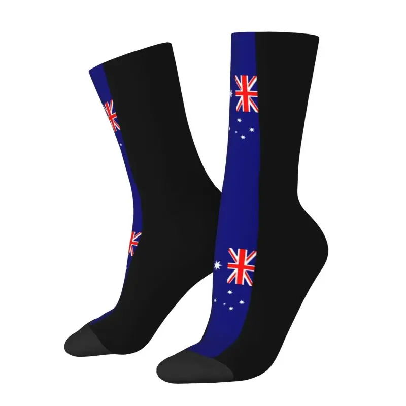 Funny Men's Australia Flag Stripes Dress Socks Unisex Warm Comfortable 3D Printed Australian Pride Crew Socks