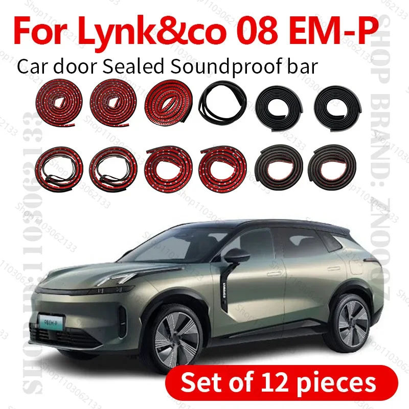 

For Lynk&co 08 EM-P Car Door Seal Strip Rubber Double Layer Sealing Protector Soundproof Strip Dustproof Seal Strip 12PCS Set