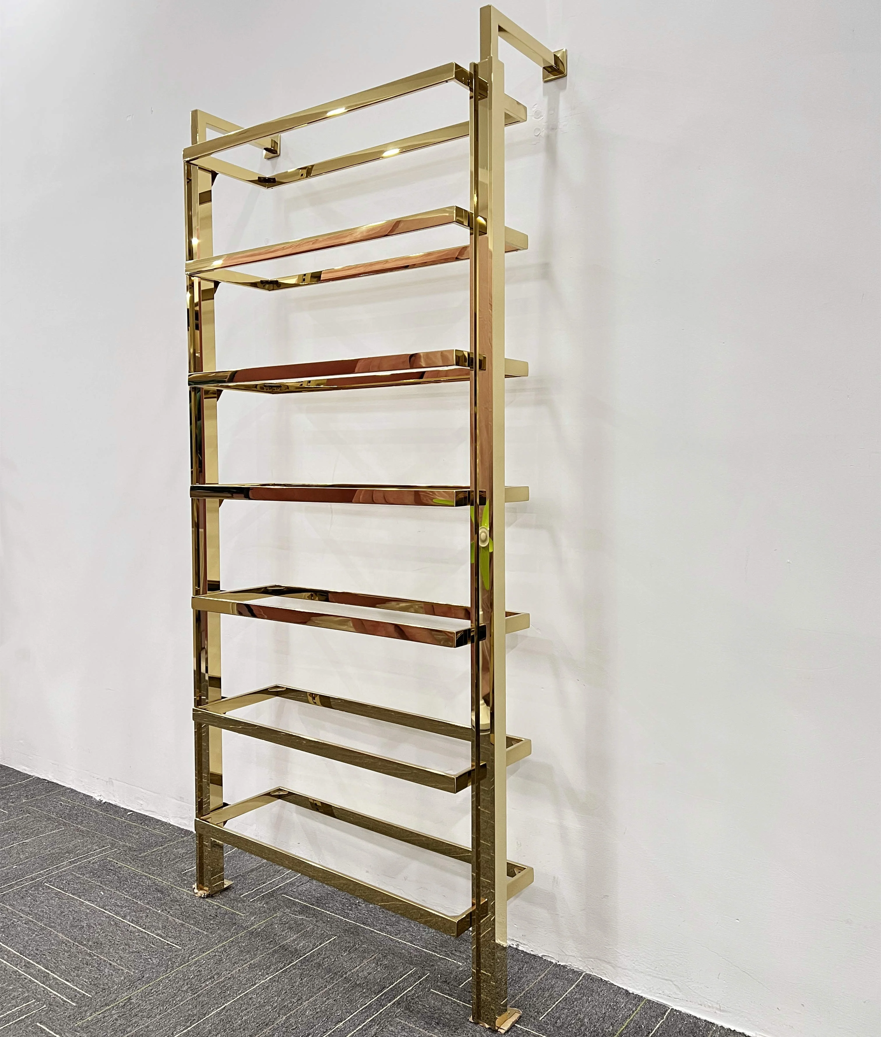 

Shiny Gold Shoe Store Display Racks Design Layout Display Racks For Shoes Swift Wallmounted Shoe Shelf Slatwall Rack Display