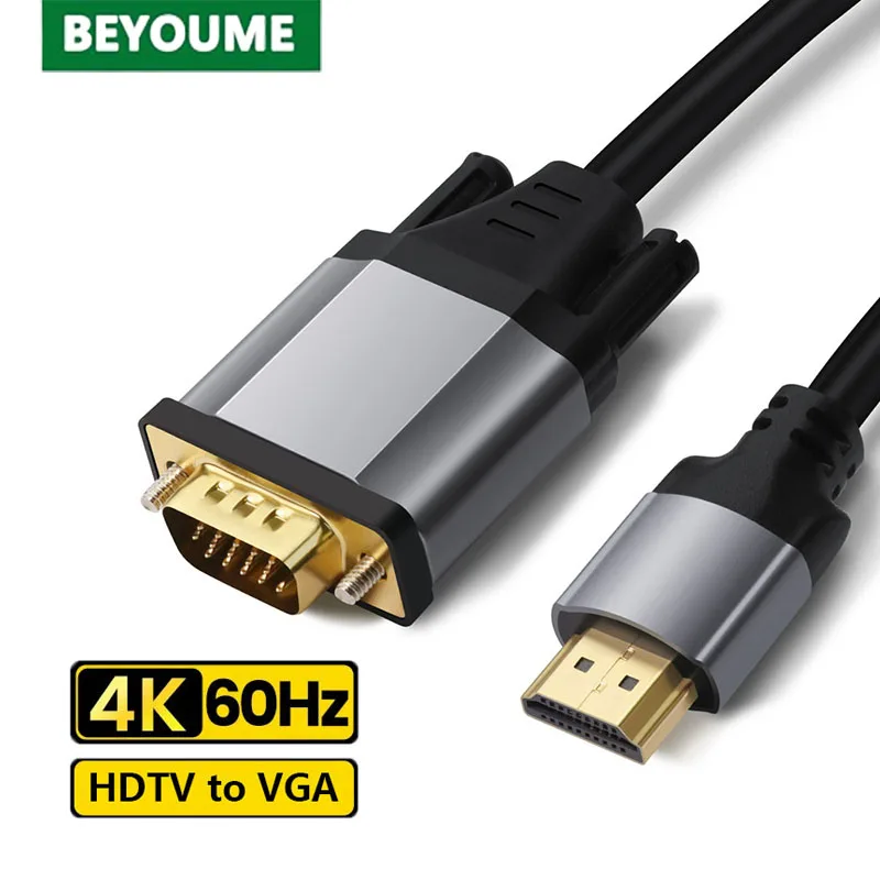 Al Alloy HDMI-compatible to VGA Converter Adapter Cable HD 1080P HDMI-VGA Converter Cable For PC HDTV Projector 1m/1.5m/1.8m